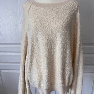 Free People | Found My Friend Pullover Cream Textured Crewneck Pullover